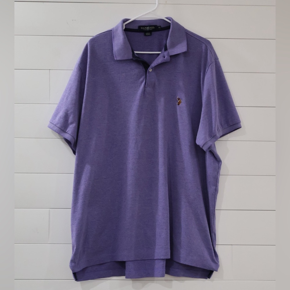 U.S. Polo Assn Purple Polo Shirt Mens 3XL‎ Big Tall Short Sleeve Casual
